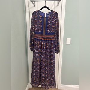 Blue and gold maxi dress